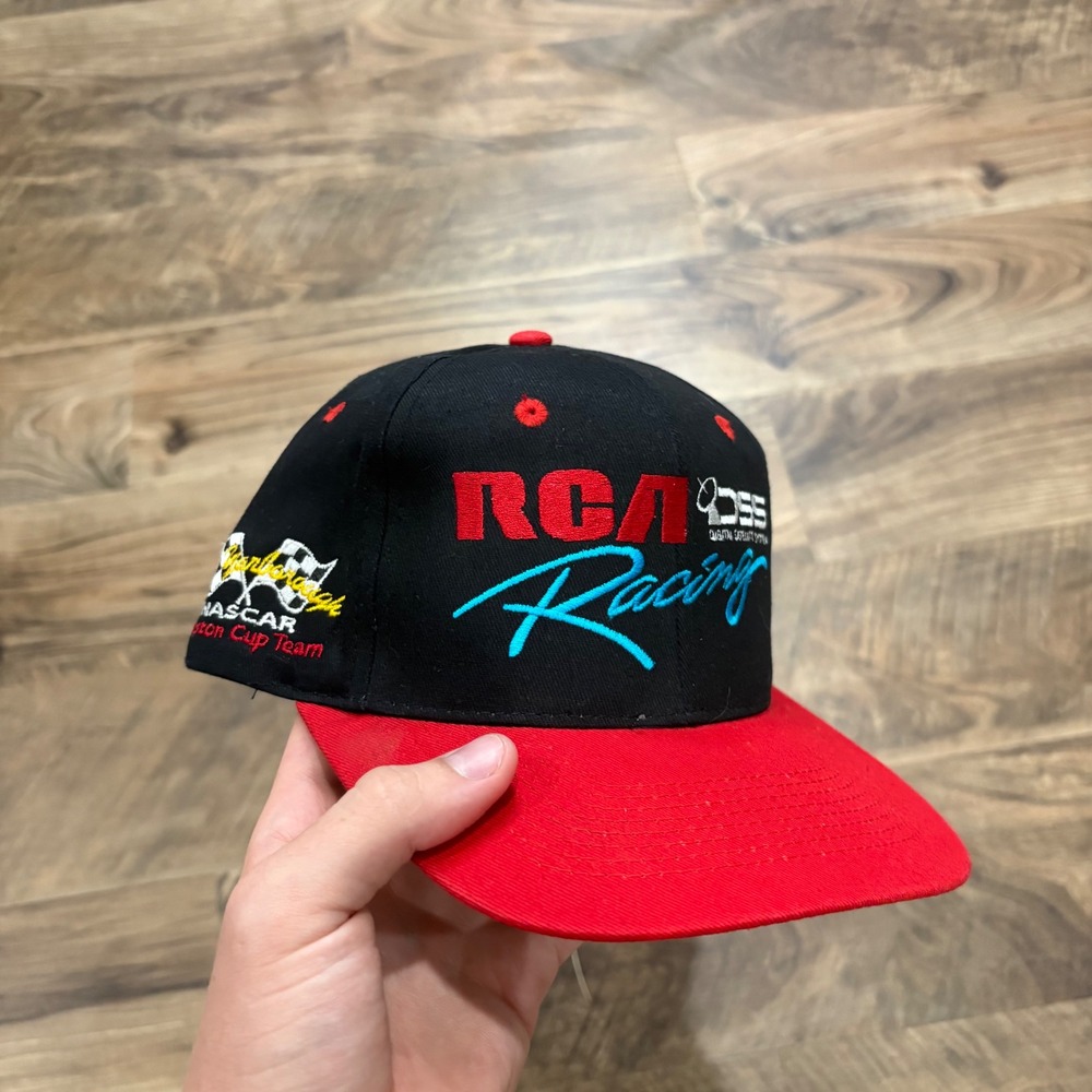 Vintage Y2K RCA Racing Hat Mens OSFM Black NASCAR Winston Cup Team Snapback 90s
